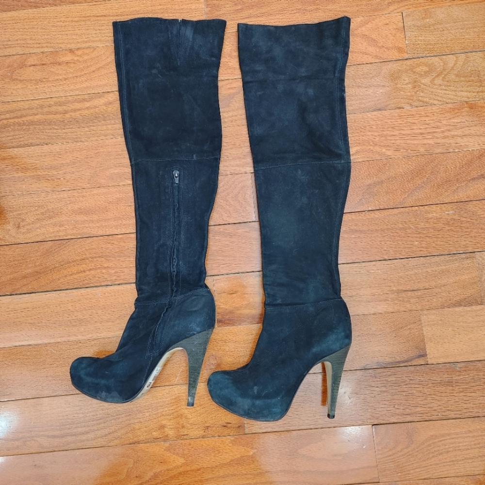 Topshop leather boots, Size US 6.5, over the thigh